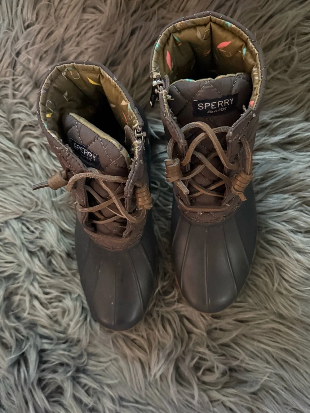NEW Sperry Saltwater Quilted Duck Boots - Size 8.5 | Color: Brown